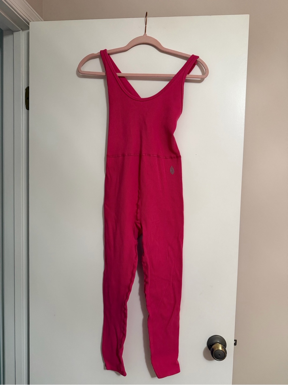 Free People Fuchsia Ribbed One-Piece Jumpsuit